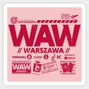 Vintage Warsaw WAW Airport Code Travel Day Retro Travel Tag Poland Sticker